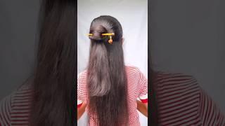 easy half up bun hairstyle hack/#hair #hairstyle #hairtutorial #hacks #shorts #bun #hairstyles