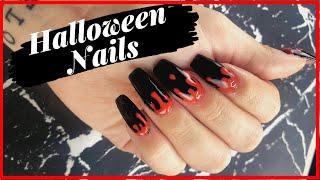 REPOUSSE ET DECOLLEMENT ONGLES ACRYLIQUE / NAIL ART SANGLANT HALLOWEEN.